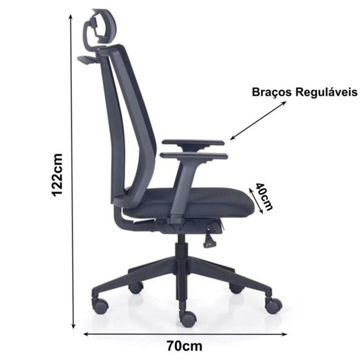 Cadeira Presidente ADDIT Tela Giratória Preta - 2413 - Imagem 3