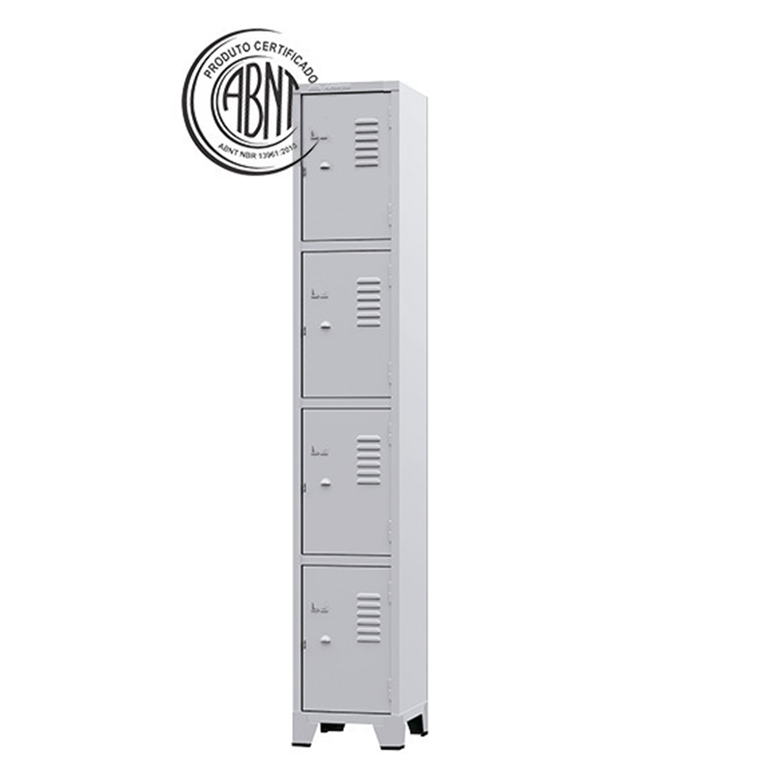 Roupeiro de Aço Cinza com 04 Portas Pés em Aço –3201