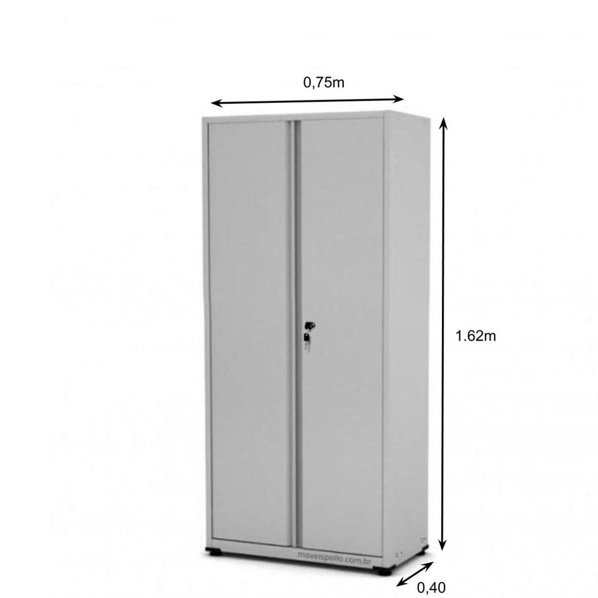 Armário de Aço Pandim – medindo 1,62×0,75×0,40m – CHAPA # 26 – Cinza – 3107 - Imagem 4