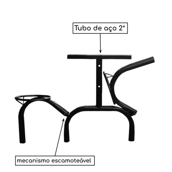 Mesa para Refeitório ESCAMOTEÁVEL 10 Lugares – MDF BRANCO DE 25 MM - 6006 - Imagem 2