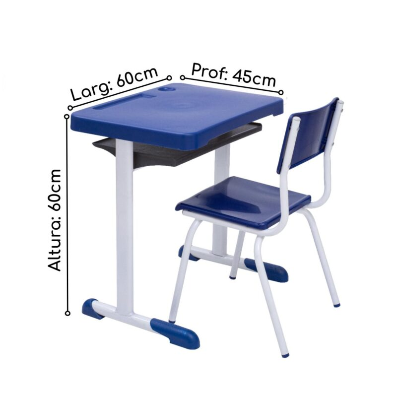 Kit Escolar Individual (Mesa e Cadeira) – INFANTIL 03 a 06 Anos – Cor Azul - 4101 - Imagem 3