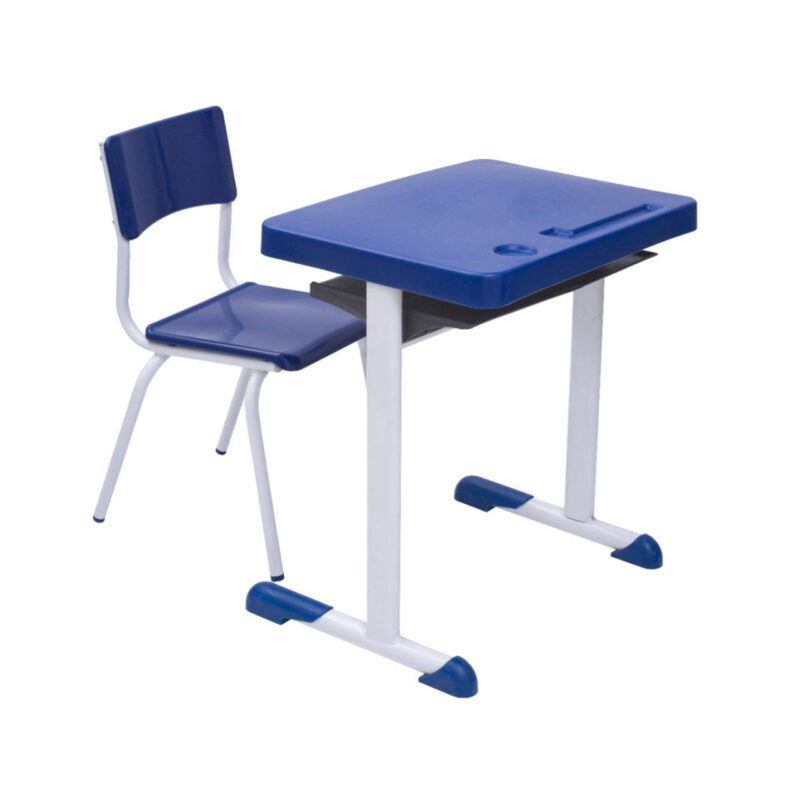 Conjunto Escolar Individual – (Mesa e Cadeira) – JUVENIL 06 a 09 Anos - Cor Azul - 4113 - Imagem 3