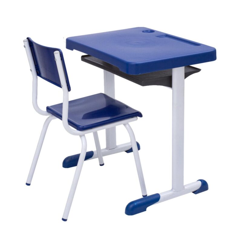 Conjunto Escolar Individual – (Mesa e Cadeira) – JUVENIL 06 a 09 Anos - Cor Azul - 4113 - Imagem 2