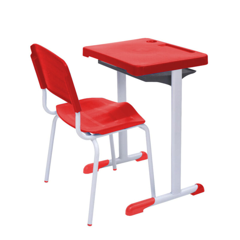 Conjunto Escolar Adulto (Mesa e Cadeira) Cor Vermelho - 4133 - Imagem 4