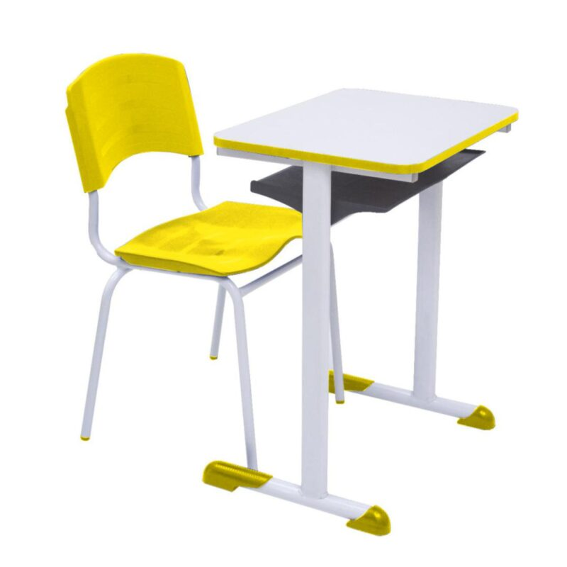 Conjunto Escolar Adulto (Mesa e Cadeira) Cor AMARELO - 4135