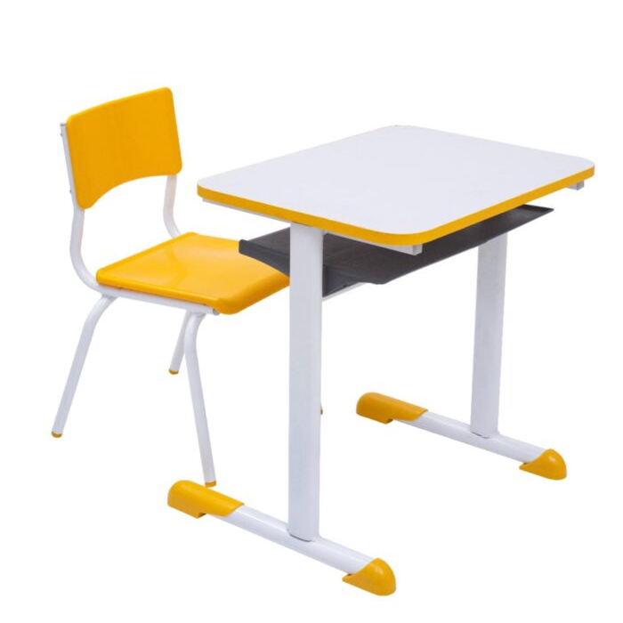 Kit Escolar Individual – (Mesa e Cadeira) – INFANTIL – MDF - Cor Amarelo - 4106