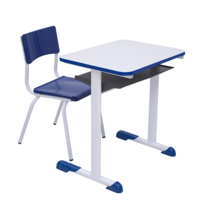 Conjunto Escolar Individual – (Mesa e Cadeira) – INFANTIL – MDF – Cor Azul - 4105