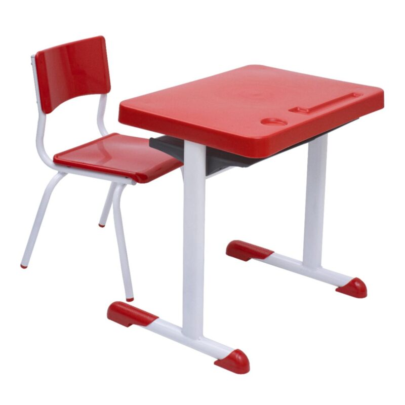 Conjunto Escolar Individual – (Mesa e Cadeira) – JUVENIL 06 a 09 Anos – Cor Vermelho - 4116 - Imagem 2