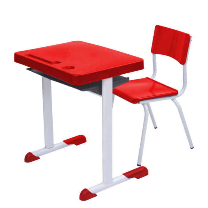 Conjunto Escolar Individual (Mesa e Cadeira) – INFANTIL 03 a 06 Anos - Cor Vermelho - 4104