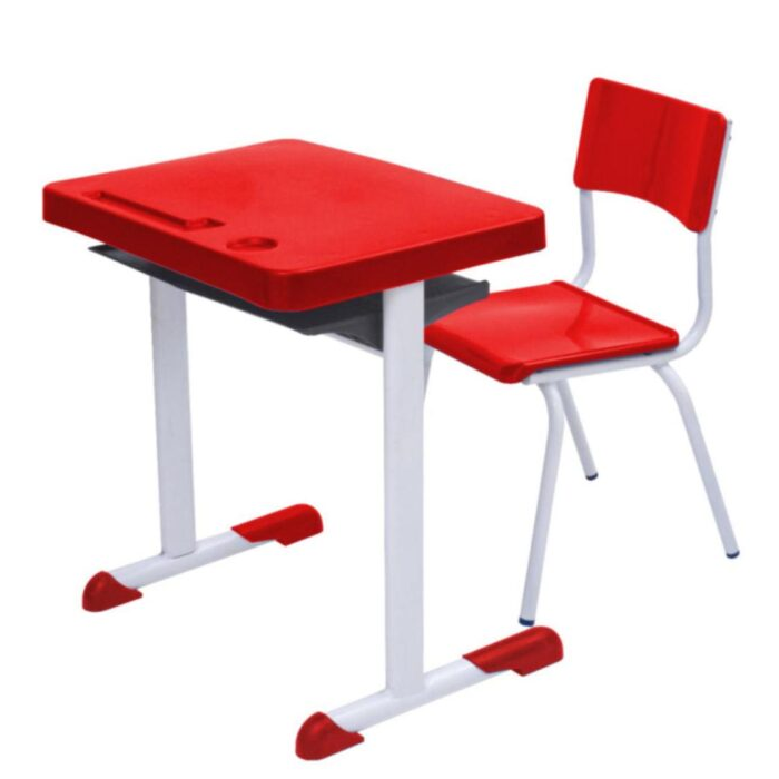 Conjunto Escolar Individual – (Mesa e Cadeira) – JUVENIL 06 a 09 Anos – Cor Vermelho - 4116