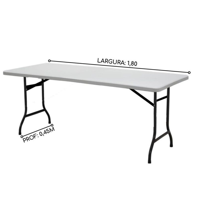 Mesa Refeitório MASTER – 1,80X0,45X0,75m – TAMPO PP BRANCO - 6009 - Imagem 2