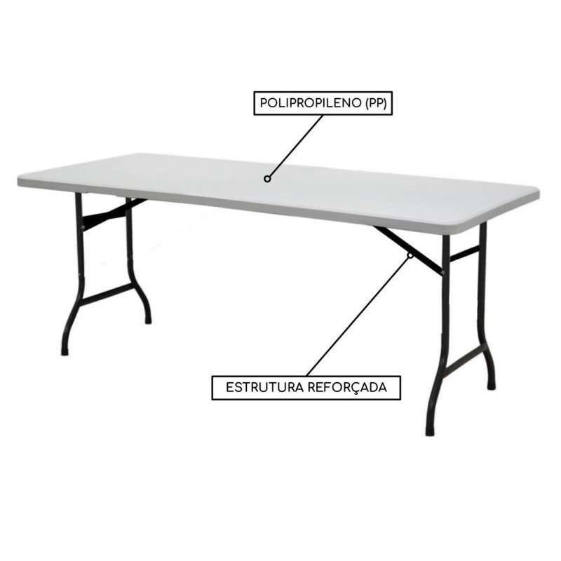 Mesa Refeitório MASTER – 1,80X0,45X0,75m – TAMPO PP BRANCO - 6009 - Imagem 3